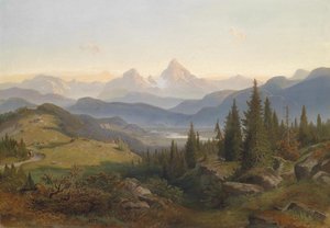 Paysage avec chaîne de montagnes, en arrière-plan le Watzmann